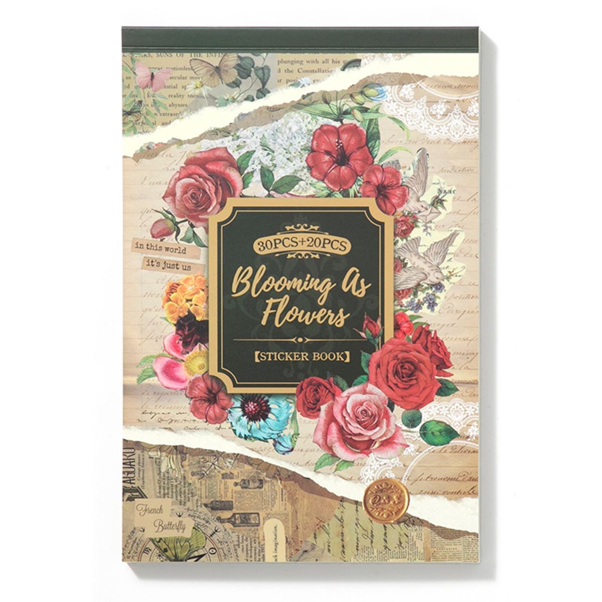 Scrapbooking Decoration Vintage Sticker Book, Floral 2407