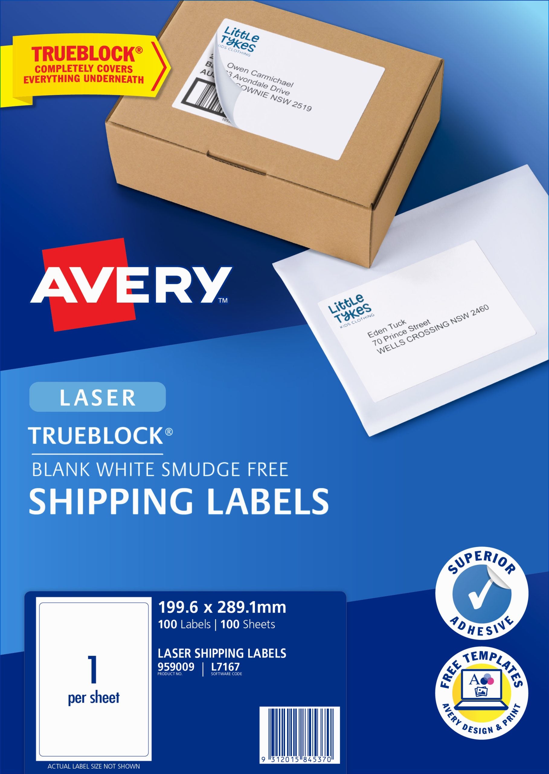 Avery Laser Label L7167-100 100/Sht